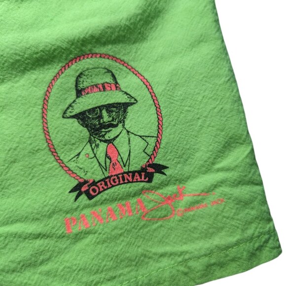 Vintage 90s Panama Jack Lime Neon Brat Green Pull On Shorts Medium - Picture 3 of 6